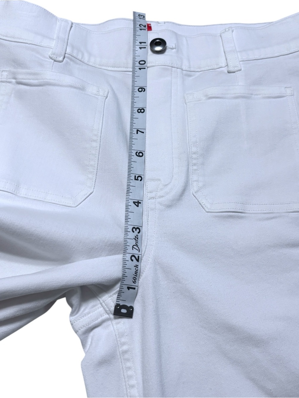 SPANX Supersmooth White Stretch Twill Cropped Wide Leg Pants Patch Pockets L - Picture 13 of 16